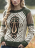 Pulls Décontracté Imprimé d'Animal Printemps / Automne Micro-élasticité Quotidien Coupe Régulière Manches Longues Col Rond Laine/Tricot pour Femmes