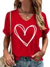 T-shirts Géométrique Décontracté Été Coton Col V Vacances Coupe Régulière Régulier Trapèze pour Femmes