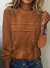T-shirts Rayé Décontracté Printemps / Automne Ample Jersey Manches Longues Col Rond Régulier Droit pour Femmes