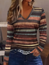 T-shirts Femmes Rayé Décontracté Printemps / Automne Imprimé Aucune élasticité Coupe Régulière Jersey Manches Longues Régulier