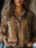Chemises Femmes Ethnique Motif Cachemire Printemps / Automne Polyester Micro-élasticité Manches Longues Col Châle Régulier Droit