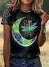 T-shirts Femmes Géométrique Décontracté Été Coton Vacances Coupe Régulière Régulier Trapèze Régulier