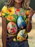 T-shirts Femmes Décontracté Floral Été Coton Micro-élasticité Vacances Manches Courtes Col Rond Régulier