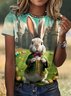 T-shirts Femmes Décontracté Imprimé d'Animal Été Polyester Micro-élasticité Vacances Manches Courtes Col Rond Régulier