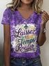 T-shirts Femmes Décontracté Ombre Été Polyester Vacances Coupe Régulière Manches Courtes Régulier Trapèze