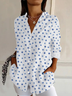 Chemises Femmes Pois Polka Décontracté Printemps / Automne Polyester Ample Droit Boucle Col de Chemise T.-N.-L.