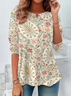 T-shirts Femmes Décontracté Floral Printemps / Automne Imprimé Ample Régulier Droit Régulier Non