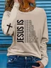 T-shirts Décontracté Printemps / Automne Croisé Imprimé Micro-élasticité Ample Manches Longues Régulier Droit pour Femmes