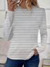 T-shirts Femmes Rayé Décontracté Printemps / Automne Imprimé Micro-élasticité Quotidien Ample Régulier Régulier