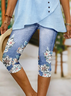 Pantalons Décontracté Floral Été Viscose Naturel Coupe Régulière Taille Élastique Legging T.-N.-L. pour Femmes