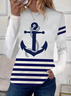 T-shirts Rayé Décontracté Printemps / Automne Quotidien Ample Jersey Manches Longues Régulier Régulier pour Femmes
