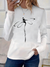 T-shirts Décontracté Printemps / Automne Libellule Imprimé Micro-élasticité Quotidien Jersey Régulier Droit pour Femmes