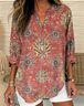 Chemises Femmes Simple Floral Printemps / Automne Col V Aucune élasticité Ample Manches Longues en Mélangé de Coton Régulier