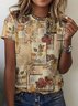 T-shirts Géométrique Décontracté Hiver Micro-élasticité Quotidien Coupe Régulière Col Rond Épaissi Trapèze pour Femmes