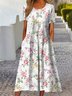 Femmes Rayé Comme Image Col Rond Confortable Robe Maxi Rétro
