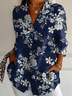 Chemises Femmes Décontracté Floral Printemps / Automne Polyester Léger Aucune élasticité Coupe Régulière Régulier Col de Chemise
