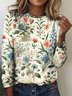 T-shirts Femmes Décontracté Floral Printemps / Automne Quotidien Coupe Régulière Col Rond Régulier Trapèze Régulier