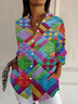 Chemises Femmes Géométrique Décontracté Printemps / Automne Aucune élasticité Ample Manches Longues Régulier Boucle Col de Chemise