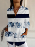 Chemises Femmes Rayé Décontracté Printemps / Automne Aucune élasticité Régulier Droit Boucle Col de Chemise T.-N.-L.
