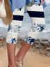 Pantalons Floral Décontracté Été Imprimé Viscose Taille Élastique Corsaire Régulier T.-N.-L. pour Femmes