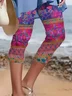 Pantalons Femmes Décontracté Floral Été Imprimé Naturel Aucune élasticité Coupe Régulière Droit Régulier