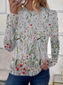 T-shirts Femmes Décontracté Floral Printemps / Automne Micro-élasticité Jersey Col Rond Régulier Droit Régulier
