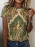 T-shirts Femmes Décontracté Floral Été Coton Micro-élasticité Quotidien Sans Manches Col Rond Trapèze