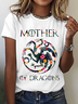 T-shirts Décontracté Été Lettres de texte Coton Micro-élasticité Quotidien Ample Manches Courtes Droit pour Femmes