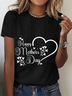 T-shirts Femmes Décontracté Été Lettres de texte Coton Micro-élasticité Quotidien Ample Manches Courtes Régulier
