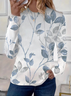 T-shirts Femmes Décontracté Floral Printemps / Automne Imprimé Micro-élasticité Quotidien Jersey Col Rond Droit