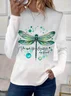 T-shirts Décontracté Printemps / Automne Lettres de texte Imprimé Micro-élasticité Ample Col Rond Droit Régulier pour Femmes