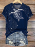 T-shirts Femmes Décontracté Été Marin Vie Coton Quotidien Coupe Régulière Col Rond Régulier Régulier