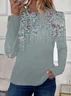 T-shirts Femmes Décontracté Floral Printemps / Automne Micro-élasticité Quotidien Ample Jersey Manches Longues Col Rond