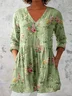 Blouses Décontracté Floral Été Polyester Col V Imprimé Demi Manche Droit Régulier pour Femmes