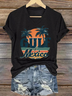 T-shirts Décontracté Été Lettres de texte Col V Micro-élasticité Manches Courtes Régulier Trapèze Régulier pour Femmes