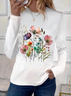 T-shirts Femmes Décontracté Floral Printemps / Automne Imprimé Micro-élasticité Quotidien Jersey Manches Longues Régulier