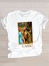 T-shirts Décontracté Floral Été Polyester Micro-élasticité Quotidien Coupe Régulière Manches Courtes Col Rond pour Femmes