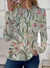 T-shirts Décontracté Floral Printemps / Automne Imprimé Micro-élasticité Quotidien Jersey Manches Longues Régulier pour Femmes