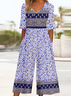 Combinaisons Femmes Décontracté Été Multicolore Bloc Polyester Naturel Micro-élasticité Ample Demi Manche Régulier