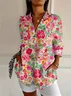 Chemises Décontracté Floral Printemps / Automne Polyester Régulier Droit Boucle Régulier T.-N.-L. pour Femmes