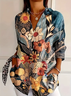Chemises Femmes Décontracté Floral Printemps / Automne Polyester Quotidien Ample Boucle Col de Chemise T.-N.-L.