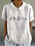 Blouses Élégant Floral Été Coton Quotidien Demi Manche Régulier Droit Régulier pour Femmes