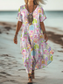 Femmes Motif Cachemire Comme Image Col V Confortable Robe Maxi Rétro
