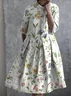 Femmes Floral Blanc Cassé Col de Chemise Confortable Robe Maxi Décontracté
