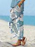 Pantalons Femmes Décontracté Imprimé d'Animal Printemps / Automne en Lin Naturel Micro-élasticité Faire la navette Long Droit