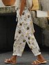 Pantalons Femmes Décontracté Imprimé d'Animal Printemps / Automne en Lin Micro-élasticité Domestique Coupe Régulière Long Régulier