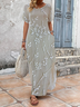 Femmes Floral Comme Image Col V Confortable Imprimé Robe Maxi Décontracté