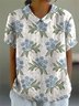 Blouses Simple Floral Été Polyester Aucune élasticité Quotidien Ample Demi Manche Col Châle pour Femmes