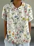Blouses Décontracté Floral Été Aucune élasticité Quotidien Ample Demi Manche Col Châle Régulier pour Femmes