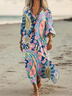 Femmes Motif Cachemire Comme Image Col V Confortable Robe Maxi Rétro